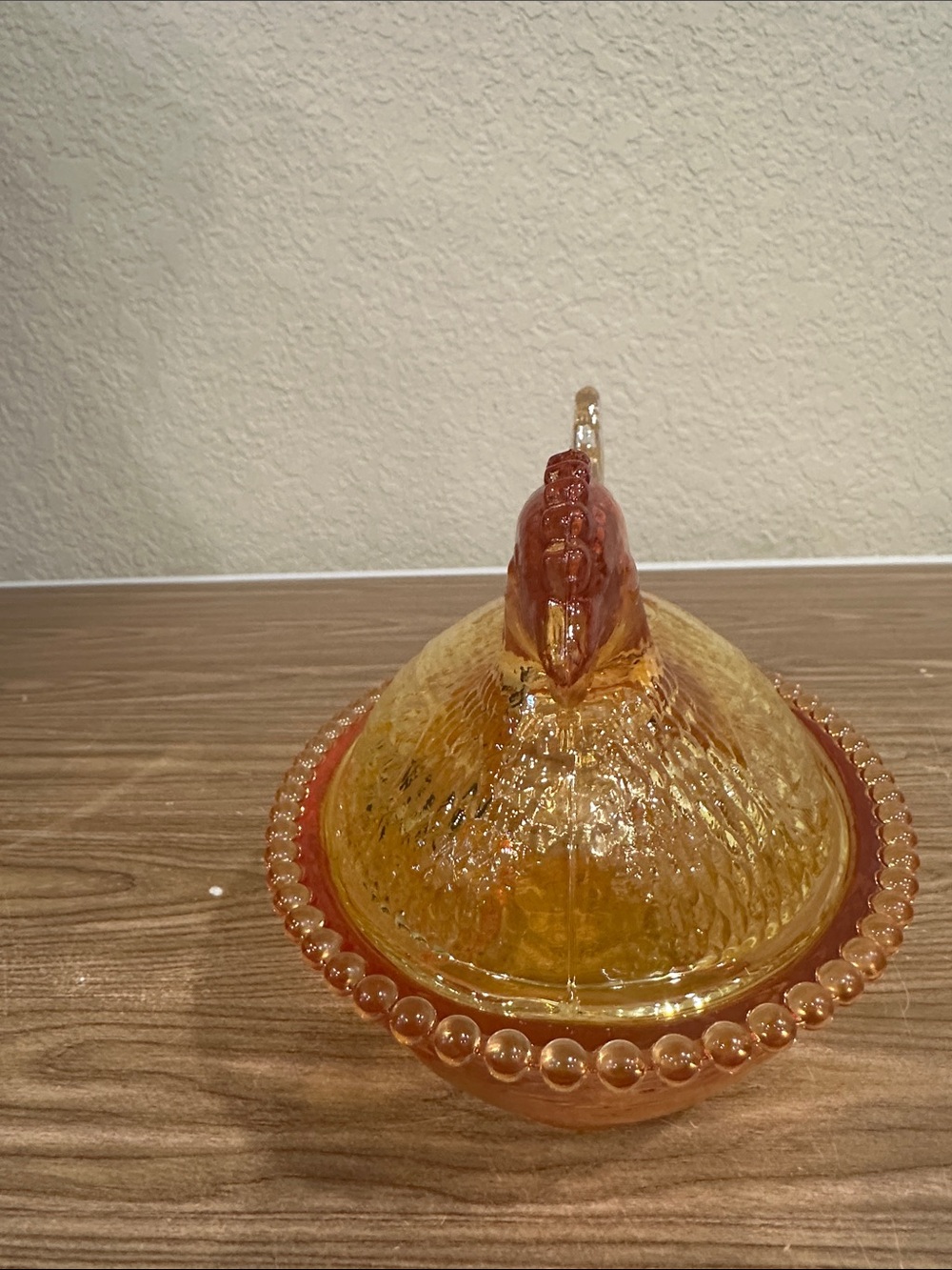 Amber Glass Hen-on-Nest Covered Dish – Decorative Amber Home Accent - Picture 3 of 7